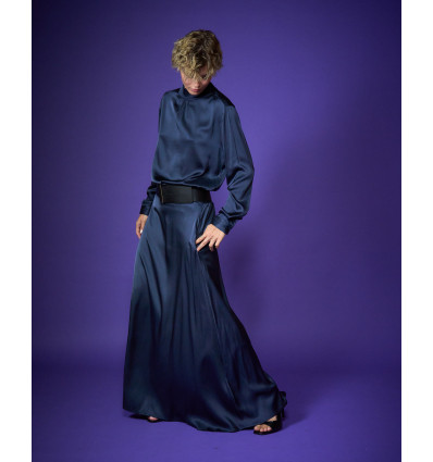 Viscose Stretch Skirt Blue