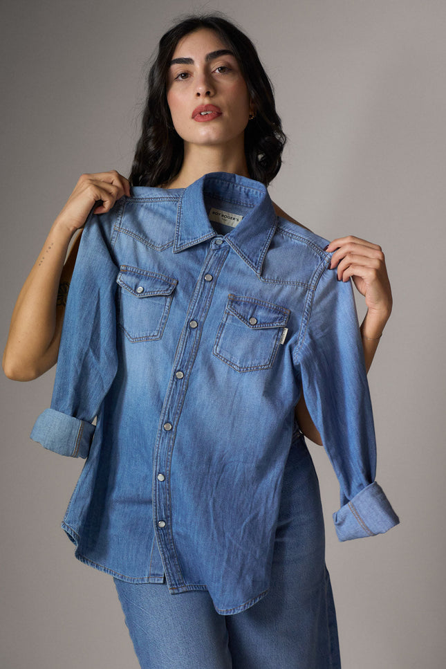 Shirt Ranch Wom Mid Wash Denim