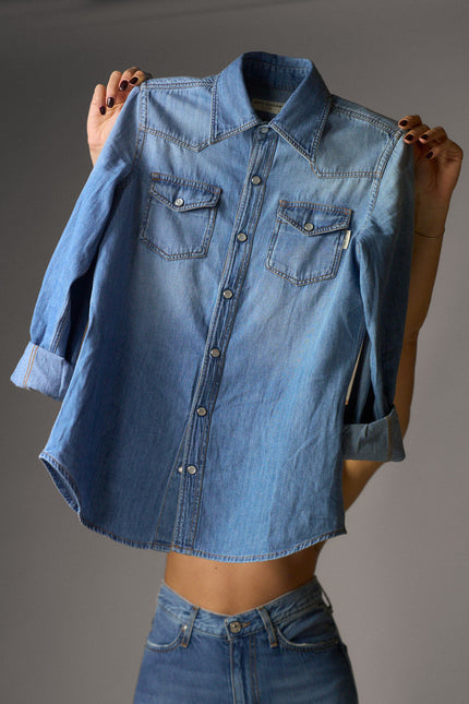 Shirt Ranch Wom Mid Wash Denim