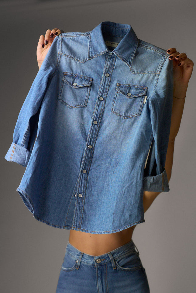 Shirt Ranch Wom Mid Wash Denim
