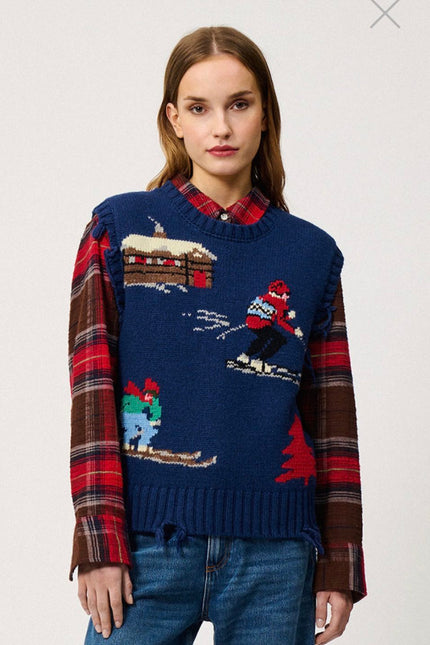 Alpine West W Distressed Intarsia