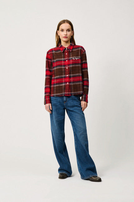 Elly Raw Hem Shirt Brown Red