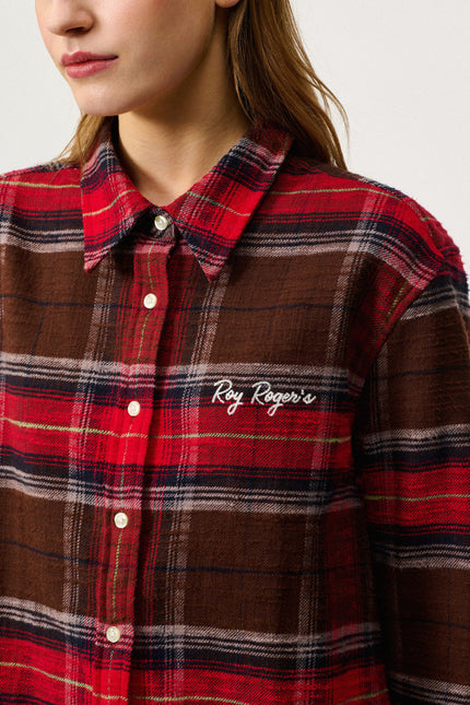 Elly Raw Hem Shirt Brown Red