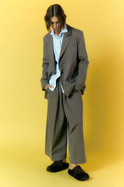 Viscose Stripe Over Jacket Wood