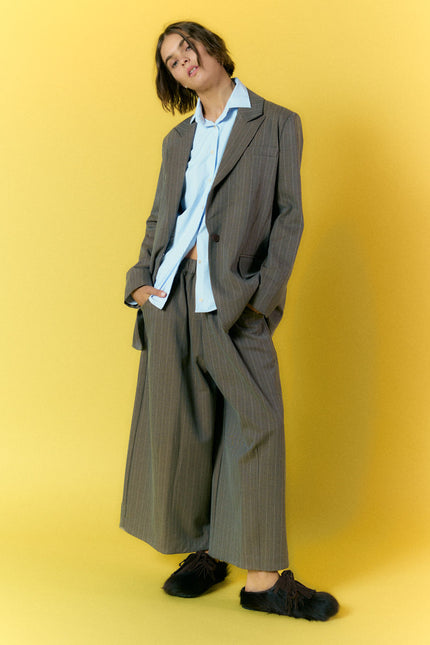 Viscose Stripe Over Jacket Wood